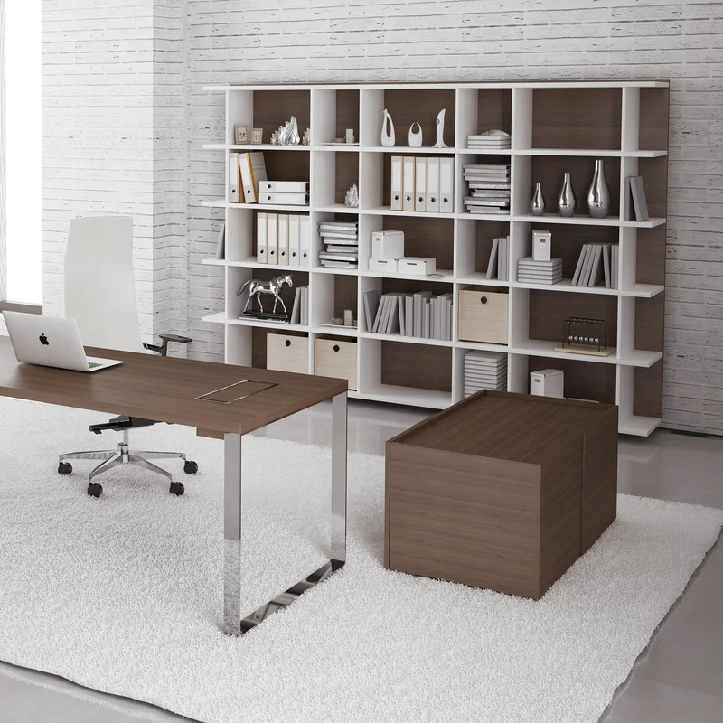 Бюро Narbutas Plana, 2200 x 900 x 750 mm, фурнир дъб, бял метал, бял метал на кабелната кутия