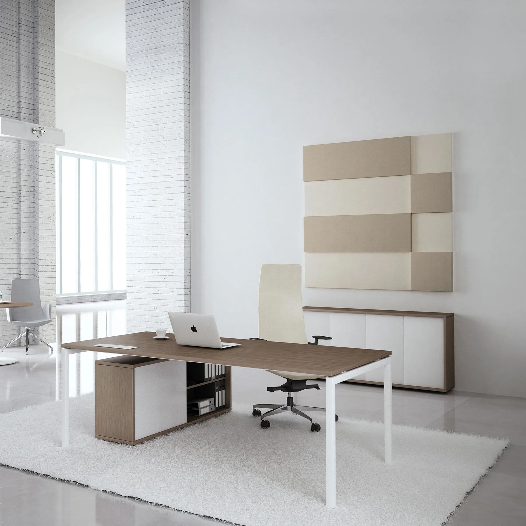 Шкаф Narbutas Nova Executive, 1600 x 350 x 750 mm, ПДЧ, тъмносив меламин, перленосиви врати