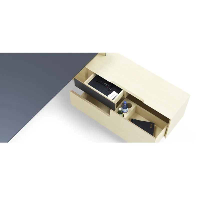 Бюро Narbutas с регулируема височина Move&Lead, 1800 х 850 х 1300 mm, MDF 27 mm, HPL черен плот, фурнир ясен