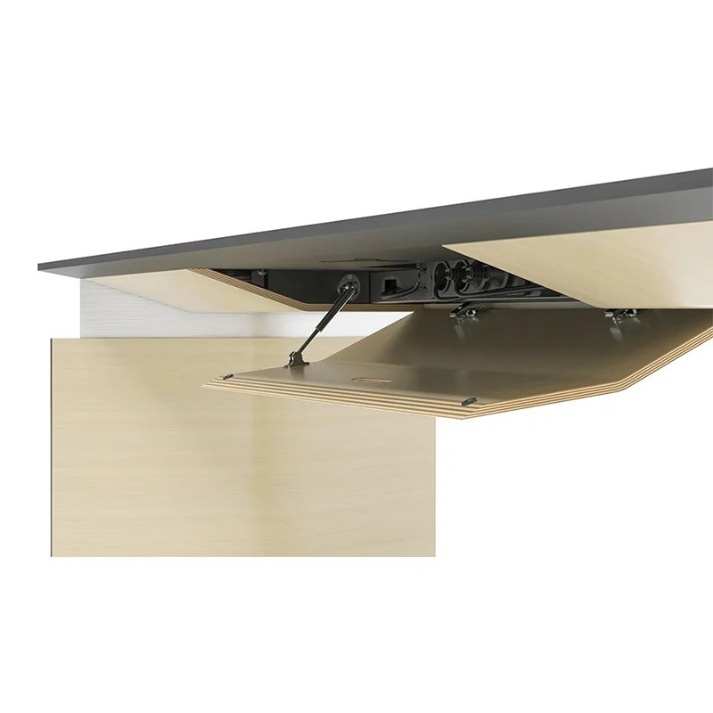Бюро Narbutas с регулируема височина Move&Lead, 1800 х 850 х 1300 mm, MDF 27 mm, HPL черен плот, фурнир ясен