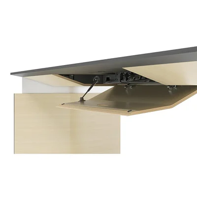 Бюро Narbutas с регулируема височина Move&Lead, 1800 х 850 х 1300 mm, MDF 27 mm, HPL черен плот, фурнир ясен