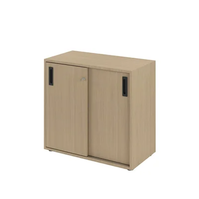 Шкаф Narbutas Choice, с плъзгащи се врати, 800 x 400 x 720 mm, ПДЧ 18 mm, меламин избелен дъб, черна дръжка