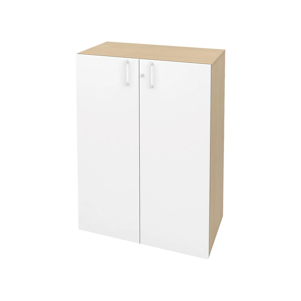 Шкаф Narbutas Choice, 800 x 420 x 1075 mm, ПДЧ 18 mm, корпус с избелен дъб, бели врати с бяла правоъгълна дръжка