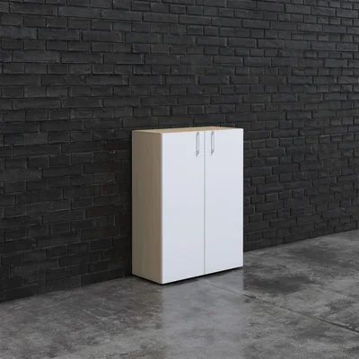 Шкаф Narbutas Choice, 800 x 420 x 1075 mm, ПДЧ 18 mm, корпус с избелен дъб, бели врати с бяла правоъгълна дръжка