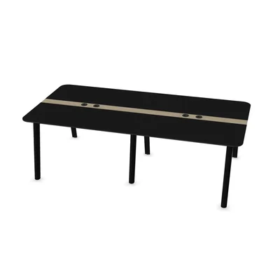 Заседателна маса Narbutas Nova Wood, 2400 x 1200 x 740 mm, правоъгълен плот, MDF 26 mm, HPL черен плот, черни дървени крака