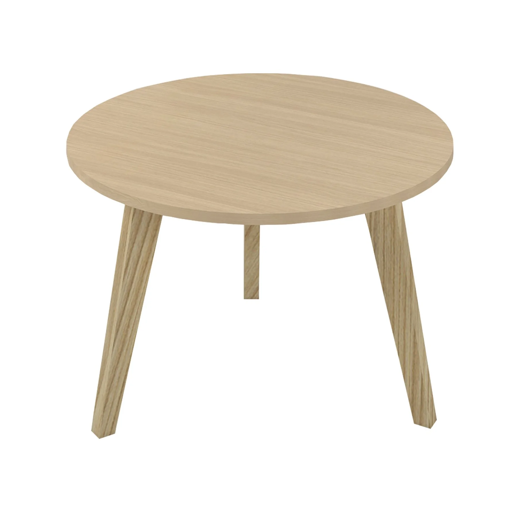 Ниска маса Narbutas Nova Wood, 700 x 700 х 480 mm, кръгъл плот, ПДЧ, меламин избелен дъб, дървени крака