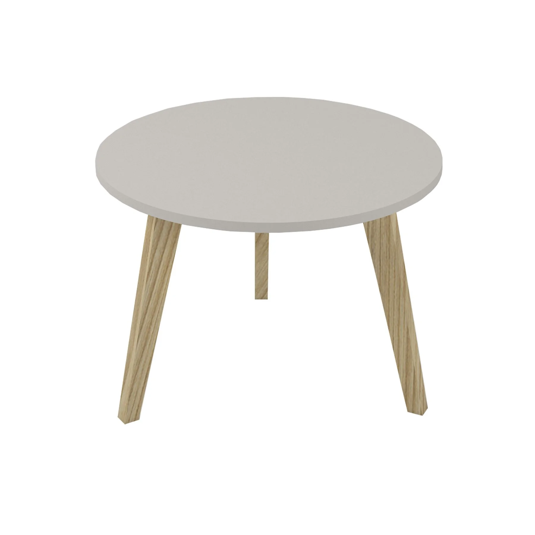 Ниска маса Narbutas Nova Wood, 700 x 700 х 480 mm, кръгъл плот, ПДЧ, перленосив меламин, дървени крака