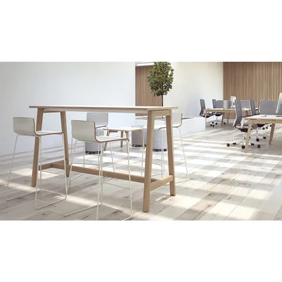 Бюро Narbutas Nova Wood, 1400 x 700 x 740 mm, ПДЧ 25 mm, бял меламин, крака светъл ясен