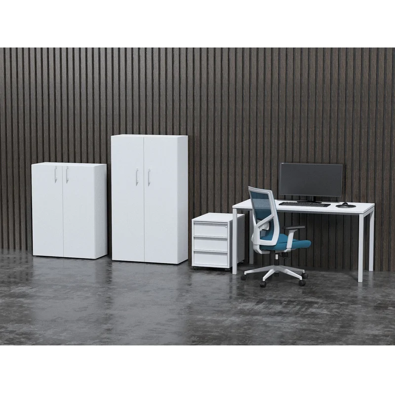 Стелаж Narbutas Nova Basic, 800 x 360 x 1092 mm, ПДЧ 18 mm, бял меламин, бяла правоъгълна дръжка