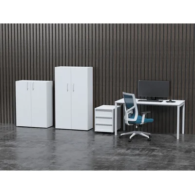 Стелаж Narbutas Nova Basic, 800 x 360 x 1092 mm, ПДЧ 18 mm, бял меламин, бяла правоъгълна дръжка