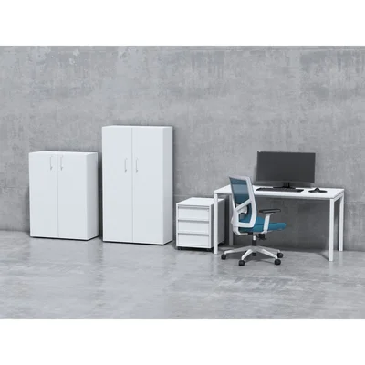 Стелаж Narbutas Nova Basic, 800 x 360 x 1092 mm, ПДЧ 18 mm, бял меламин, бяла правоъгълна дръжка