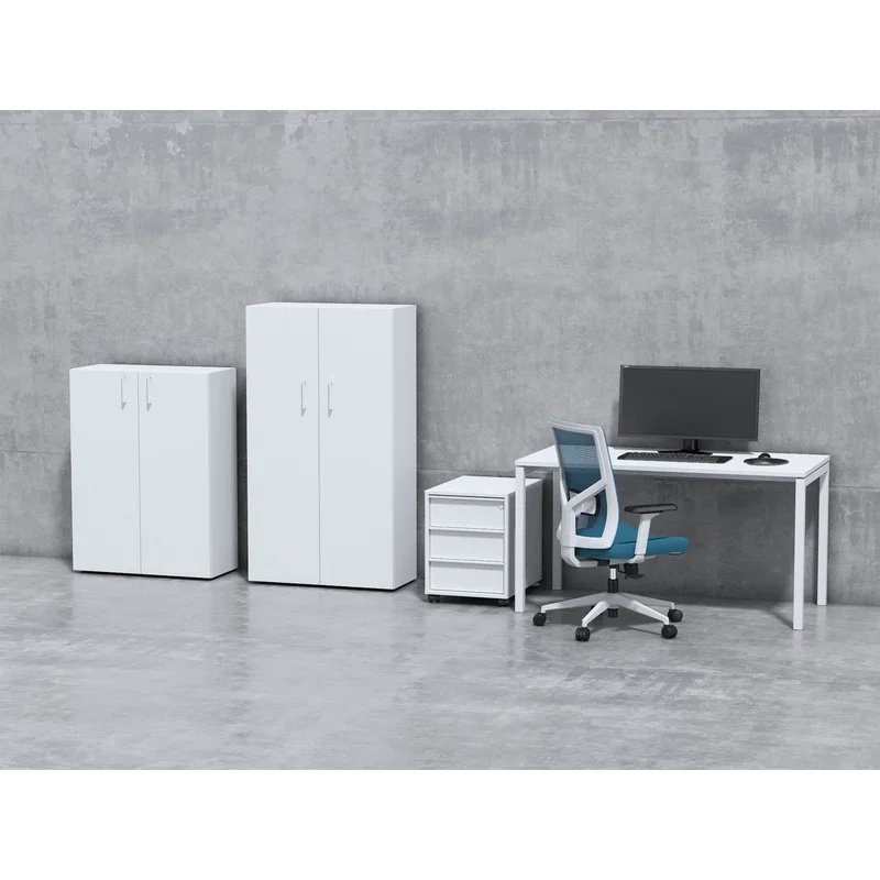 Стелаж Narbutas Nova Basic, 800 x 360 x 1444 mm, ПДЧ 18 mm, бял меламин, бяла правоъгълна дръжка