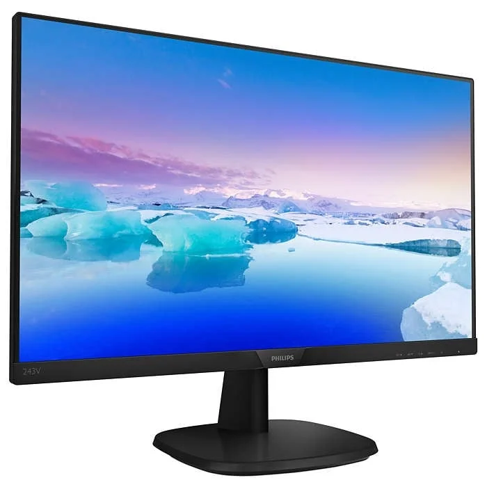 Монитор Philips 243V7QDSB, 23.8'', LED, 1920 x 1080, 250 cd/m2, 4 ms, HDMI, VGA, 16:9, 75 Hz, черен