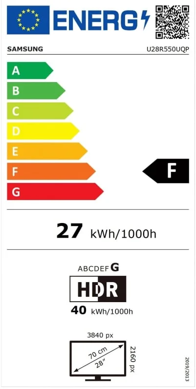 Монитор Samsung U28R550, 28'', LED, 3840 x 2160, 300 cd/m2, 4 ms, HDMI, тъмносин