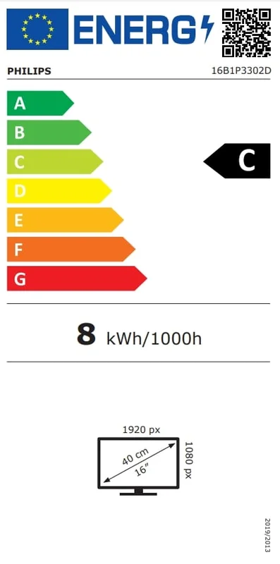 Монитор Philips 16B1P3302D, 15.6'', WLED, 1920 x 1080, 250 cd/m2, 5 ms, USB, черен