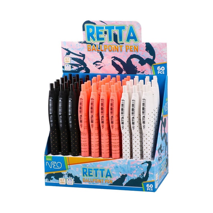 Химикалка Sazio Retta, автоматична, на точки, 0.7 mm, асорти