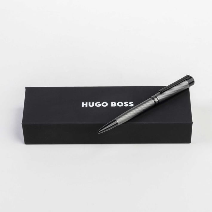 Hugo Boss Химикалка Filament, в кутия, тъмносива