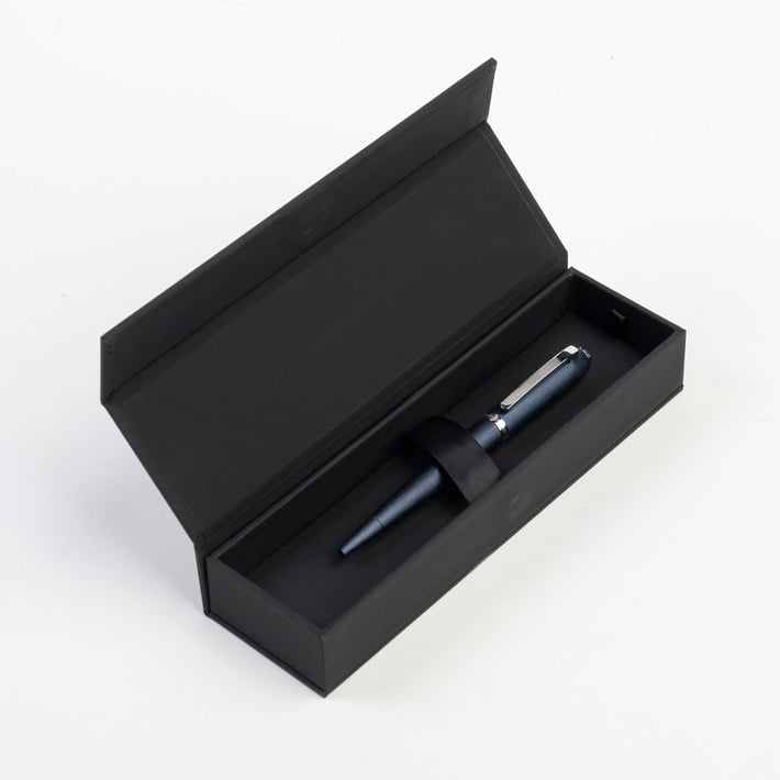 Hugo Boss Химикалка Contour Brushed, в кутия, тъмносиня