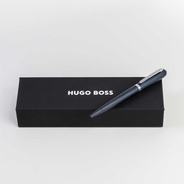 Hugo Boss Химикалка Contour Brushed, тъмносиня