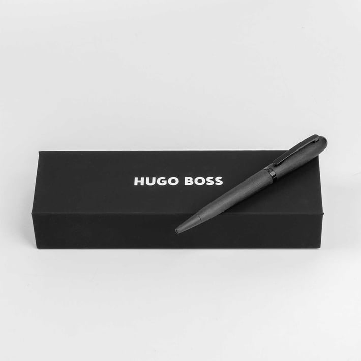 Hugo Boss Химикалка Contour Brushed, в кутия, черна