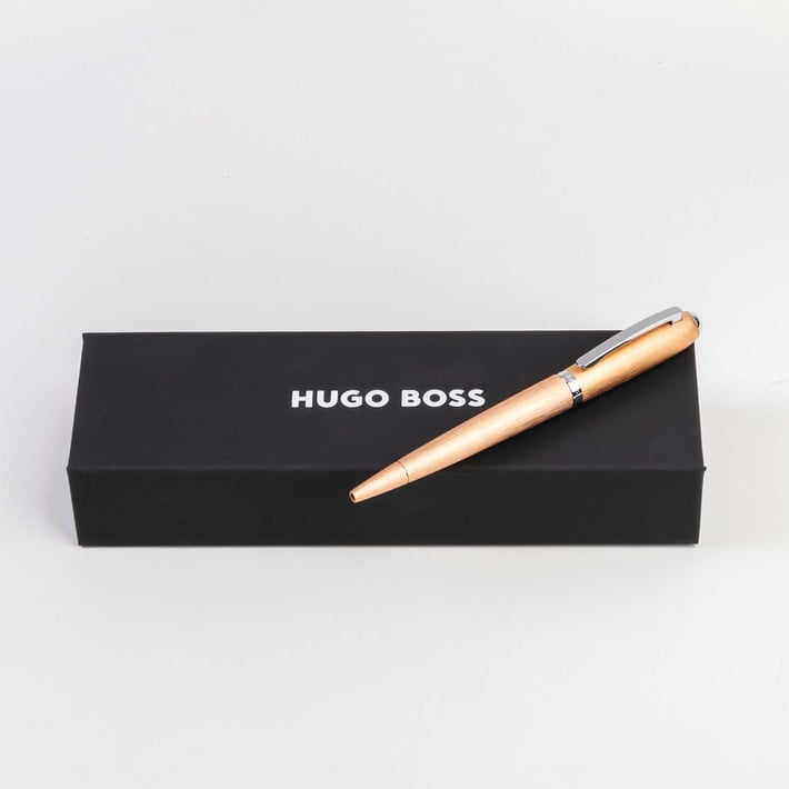 Hugo Boss Химикалка Contour Brushed, в кутия, бежова