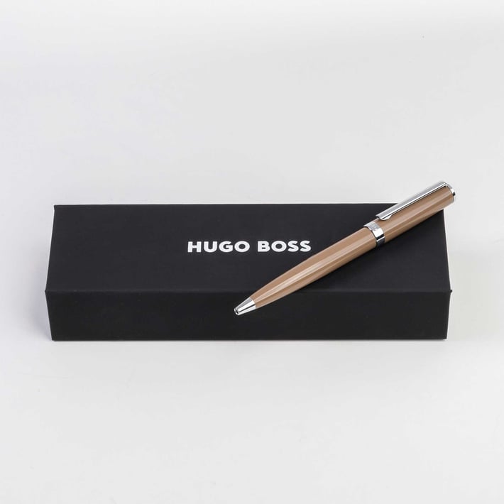 Hugo Boss Химикалка Gear Icon, в кутия, бежова