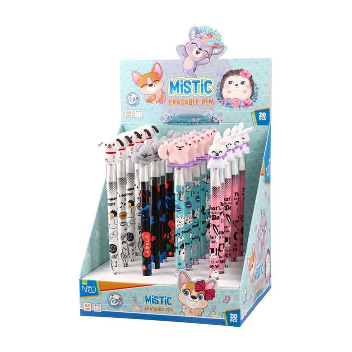 Химикалка Sazio Mistic, животни, изтриваема, 0.5 mm, асорти, 1 брой