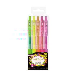 Zebra Гел ролер Sarasa Clip, автоматичен, 0.5 mm, 5 неонови цвята