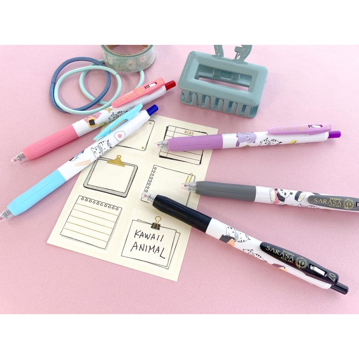 Zebra Гел ролер Sarasa Clip Kawaii, 0.7 mm, 5 броя, 4 цвята