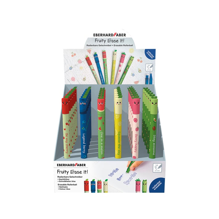 Eberhard Faber Гел ролер Fruity, изтриваем, 0.7 mm, синьо мастило, 36 броя