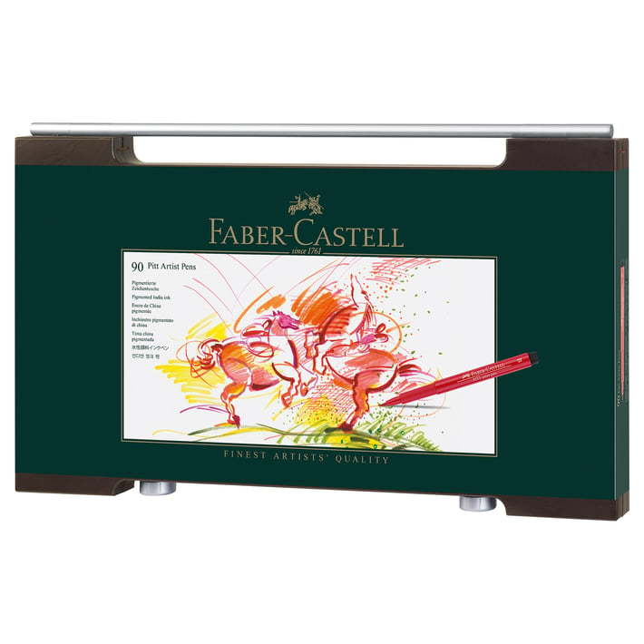 Faber-Castell Маркер-четка Pitt Artist Pen, 90 цвята, в дървена кутия