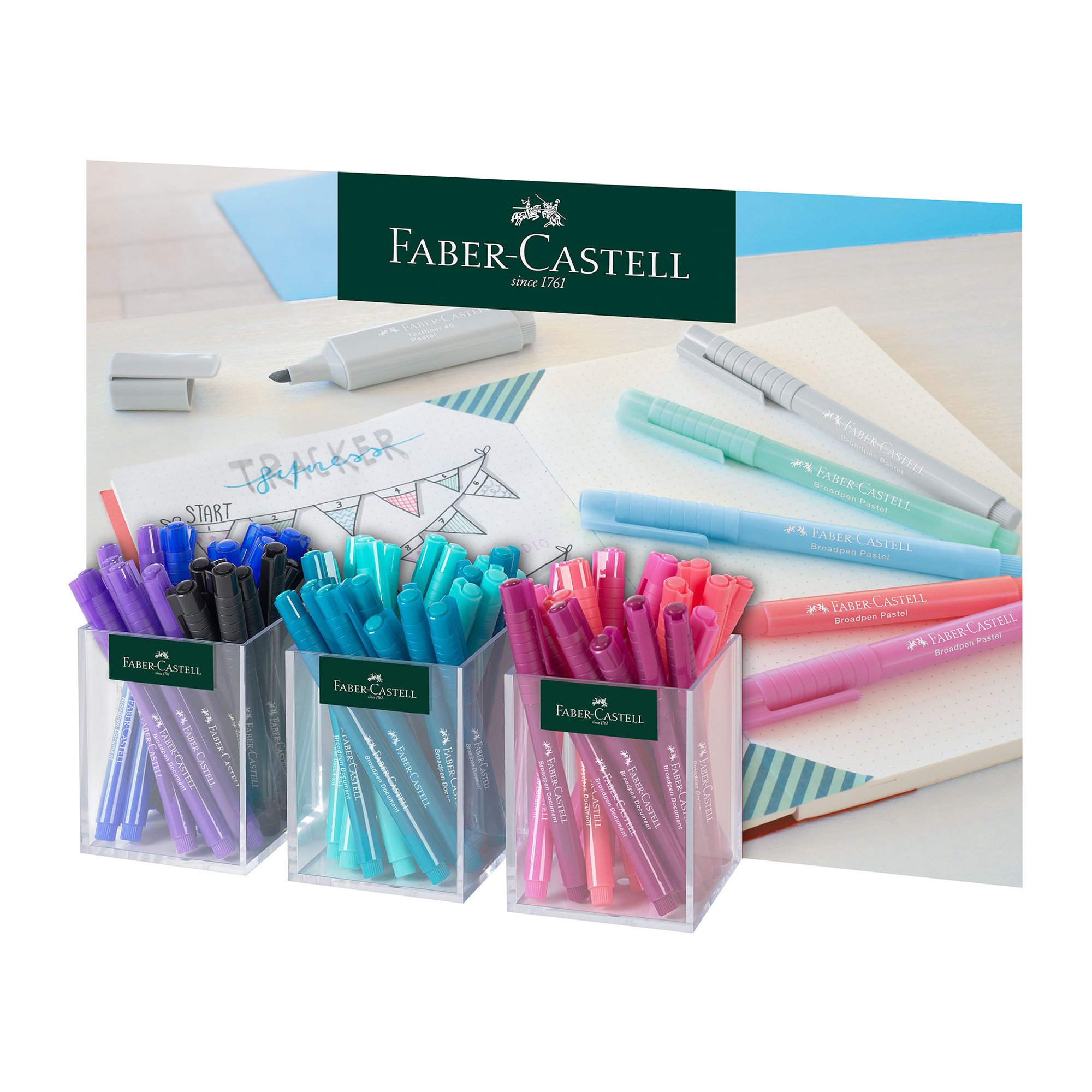 Faber-Castell Тънкописец 1554, 0.8 mm, 60 броя в 3 чаши