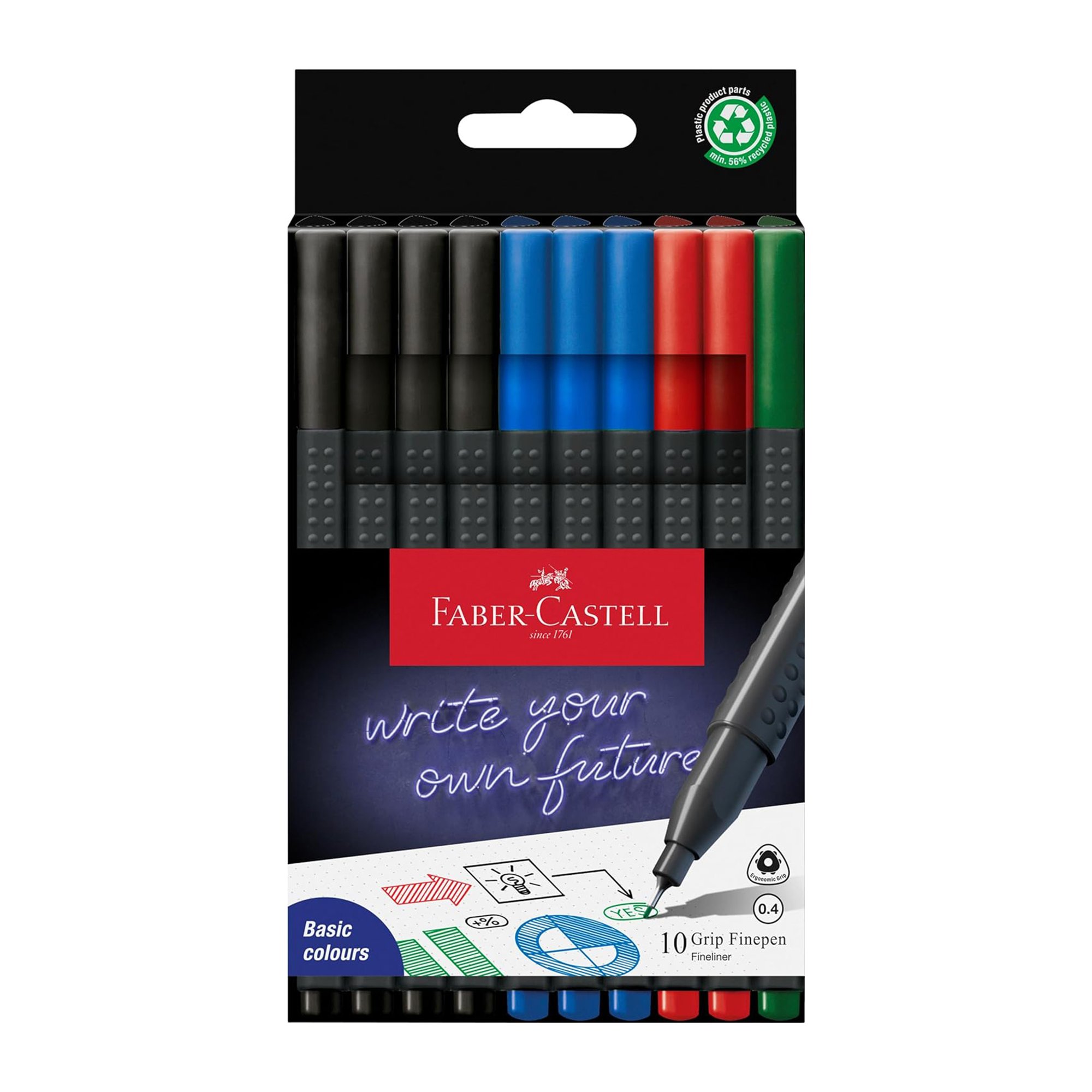 Faber-Castell Тънкописец Grip, 0.4 mm, 10 броя