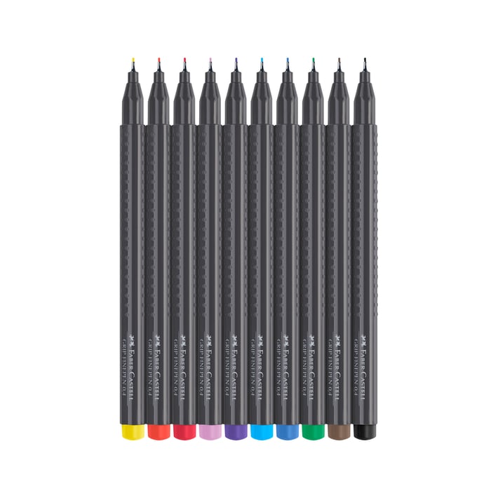 Faber-Castell Тънкописец Grip, 0.4 mm, 10 цвята, в PVC блистер