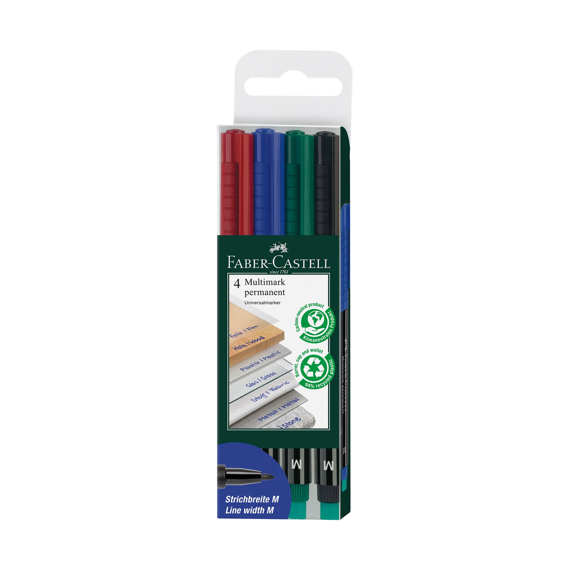 Faber-Castell Тънкописец 1525 OHP M, перманентен, 4 цвята