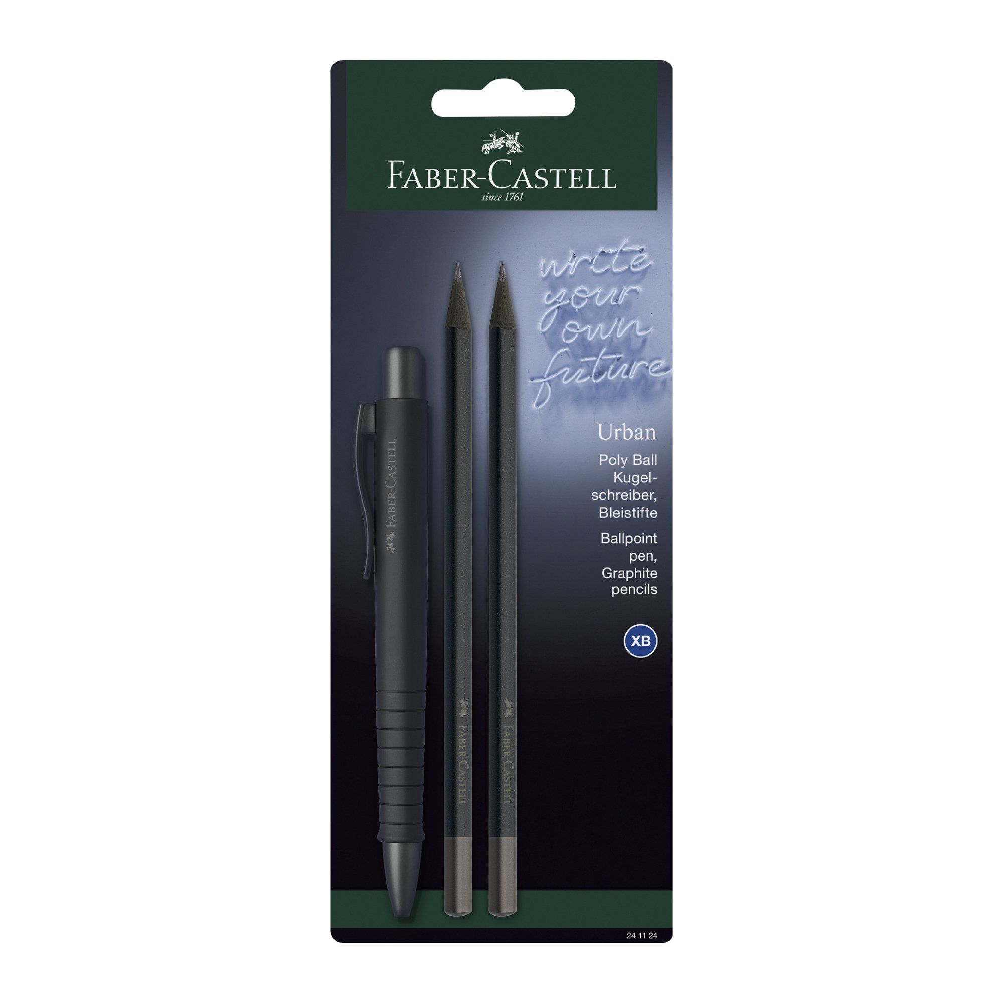 Faber-Castell Химикалка Poly Ball Urban, с 2 молива, черни