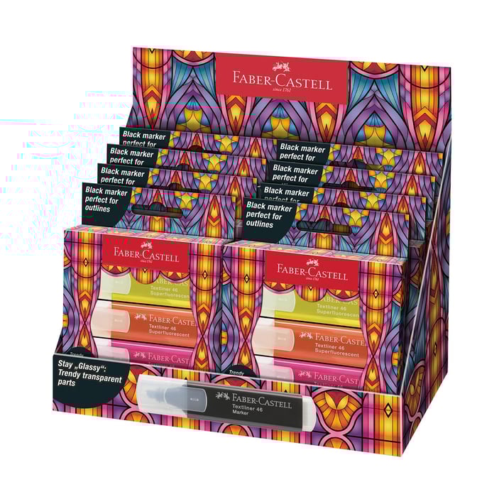 Faber-Castell Текст маркер, 1 черен и 3 неонови цвята