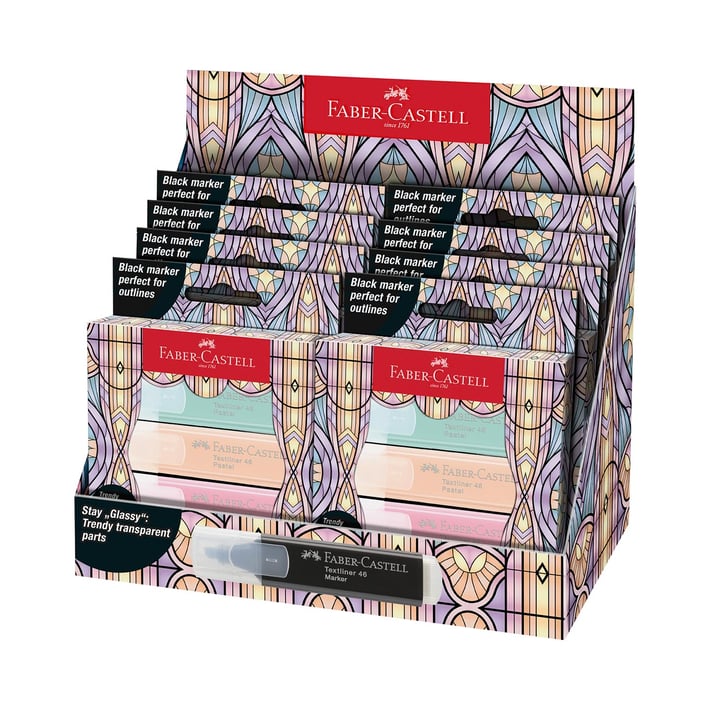 Faber-Castell Текст маркер, 1 черен и 3 пастелни цвята