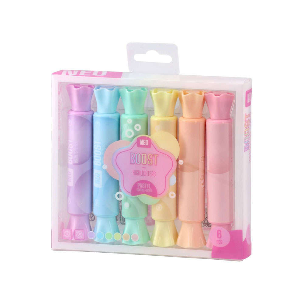 Текст маркер Sazio Boos, бонбони, двоен, 6 цвята