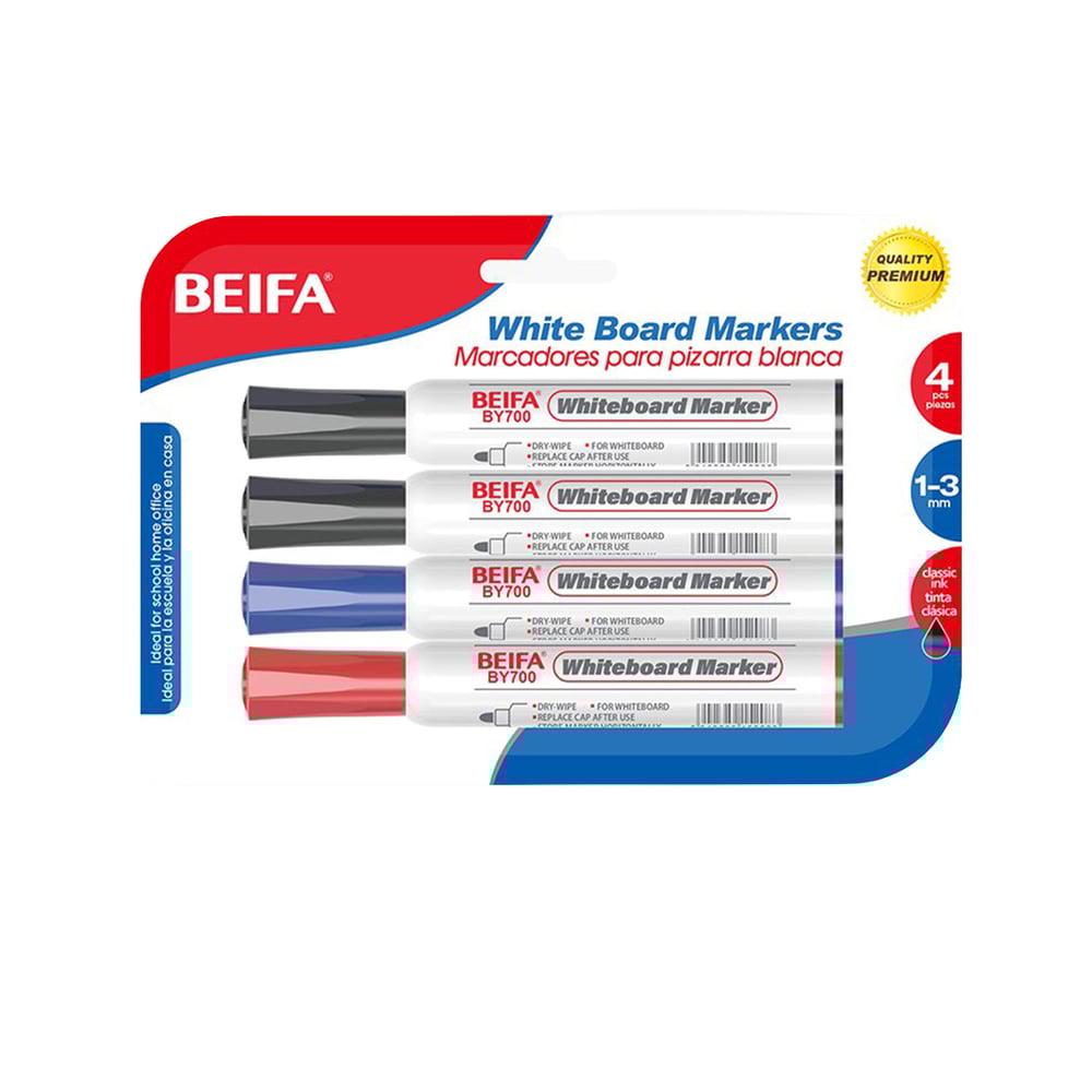 Beifa Борд маркер за бяла дъска BY700-4C1, комплект от 4 цвята