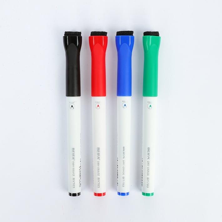 Beifa Борд маркер за бяла дъска BY703-C301, с гъбичка на капачката, комплект от 4 цвята