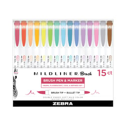 Zebra Маркер-четка Mildliner Brush&Marker 15PK, 15 цвята