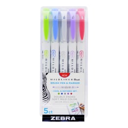 Zebra Маркер-четка Mildliner Brush&Marker Cool & Refined, 5 цвята