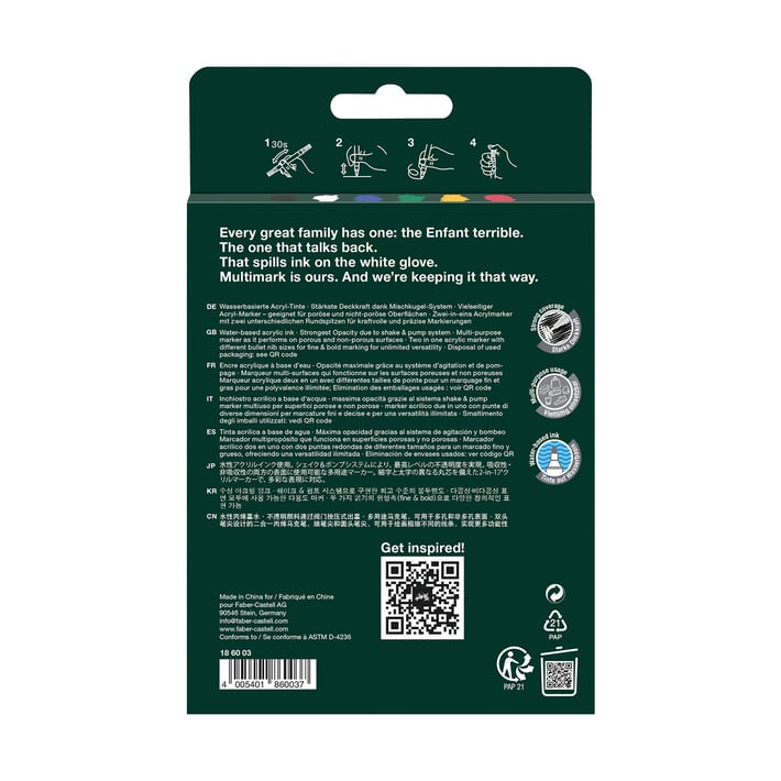 Faber-Castell Акрилен маркер Multimark Basic, 6 цвята