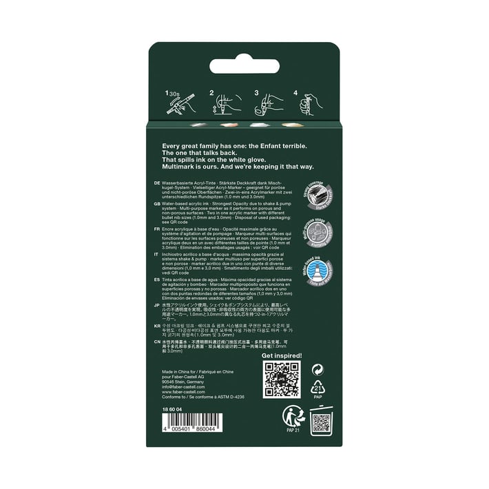 Faber-Castell Акрилен маркер Multimark Metallic, 4 цвята