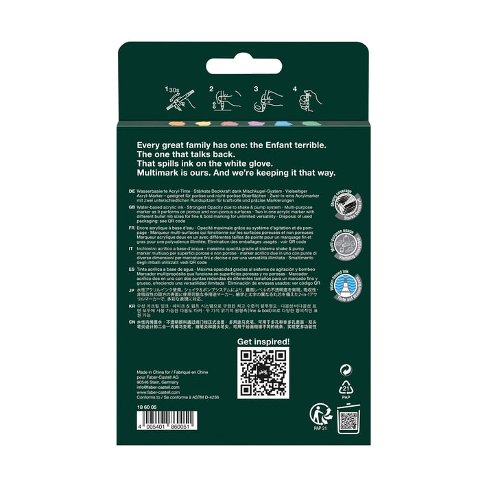 Faber-Castell Акрилен маркер Multimark Pastel, 6 цвята