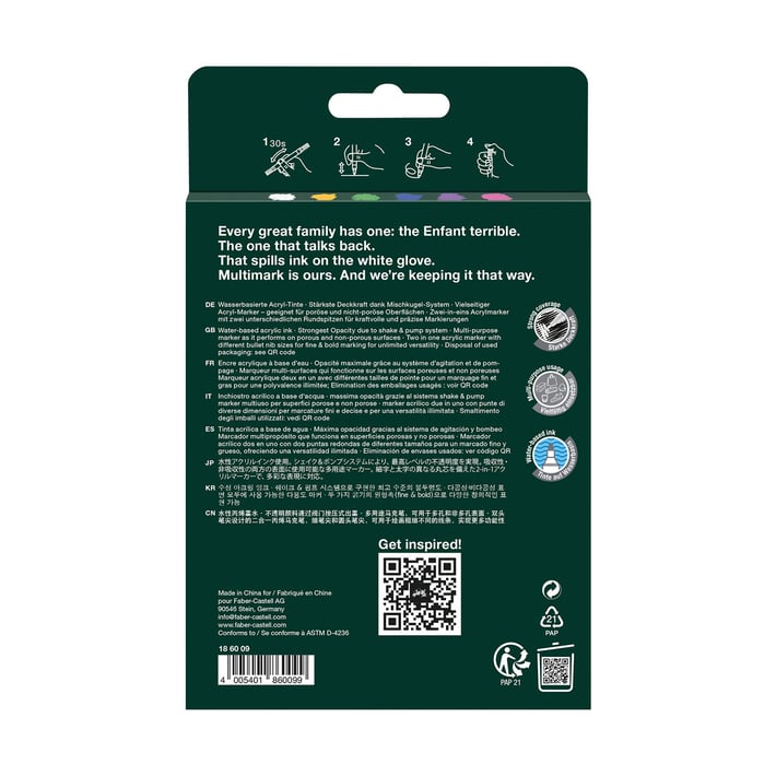 Faber-Castell Акрилен маркер Multimark Vibrant, 6 цвята