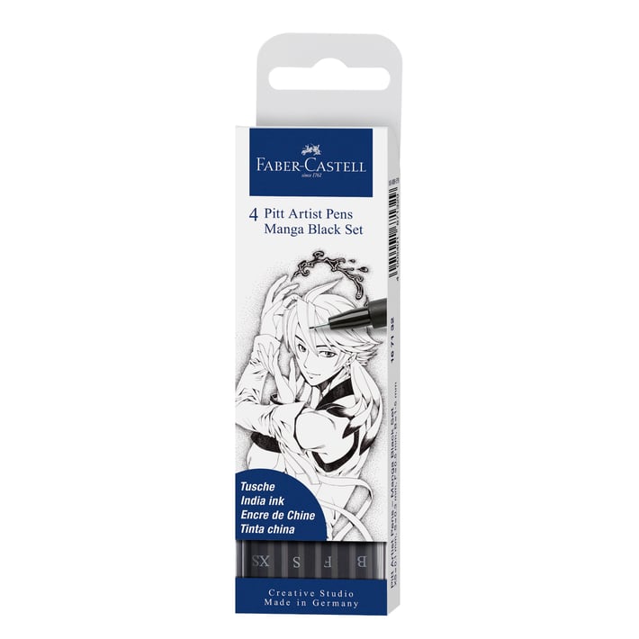 Faber-Castell Тънкописец Pitt Artist Pen, Drawing Manga, 4 броя (XS, F, S, B)