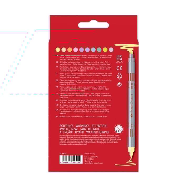Faber-Castell Флумастери, двойни, 10 пастелни цвята