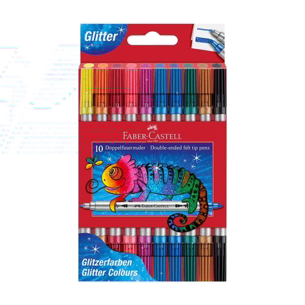 Faber-Castell Флумастери Glitter, двойни, 10 цвята